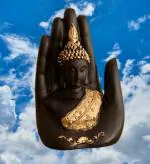 Edmund Creations Beautiful Handicraft and Artifact Polyresin Palm Buddha for Home Decor Showpiece 19 cm