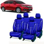 AUTO-SAFE Blue, White PU Leather Car Seat Cover for Honda Amaze