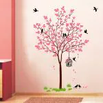 Decal O Decal Pink Tree With Birds Cage And Nest