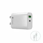 Portronics Adaptor 44 Fast Charging 20W Mobile Charger with Dual Output(USB and PD) (White)