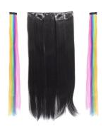 LYTIX Brown Synthetic Straight Extension with 2Clip Fringe Extension (Pack of 2)
