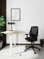 HNI India Verta Ergonomic Work Home & Office Adjustable Lumbar Support & 4D Adjustable Arm Rest PU Foam Cushion with Seat Height Desk Chair Without Headrest (Black)