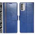 A D Enterprises Blue GP Flip Cover for Moto G51 5G | Magnetic Case | Shock Absorbent | Flip Cover Moto G51 5G