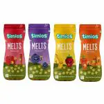Timios Melts Wholegrain Preservative free Kids Snacks|Pack of 4|Blueberry|Banana & Strawberry|Carrot & Cumin|Apple & Cinnamon| 9+M| Rich in Iron, Fibre & Protein|No Additives, No Maida|Combo Pack of 4|50g