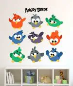 Lanstick Vinyl Multicolor Angry Birds Charectors Kids Room Self Adhesive Wall Sticker 65 cm