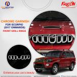 FALCON CAR FRONT GRILL CHROME RINGS / FRONT GRILL CHROME GARNISH FOR SCORPIO 2017 ONWARDS