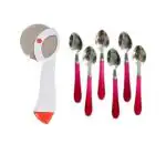 FIRST FRONT Stainless Steel Apex Pizza Cutter With Stainless Steel Handle Spoon and (Multicolour, Pack of 2)