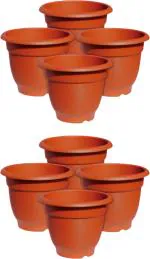 GreenLove New Gardening Big Size Gamla Pot Plastic For Terrace Garden & Balcony Planters Plant Container Set (Pack Of 8, Plastic)