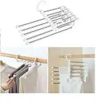 Moxstar 5 In 1 Abs Multi-Layer Foldable Hangers For Clothes Hanging Stainless Steel
