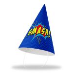 Festiko Superhero Theme Cone Hats (Pack of 10 - Hat 12), Superhero Party Cone Hats, Superhero Theme Birthday Hats, Superhero Theme Party Wearables
