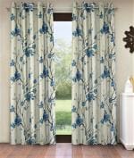 Fashion String 2 Piece 3D Tulips Eyelet Polyester Door Curtains - 7 Feet, Blue