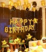 Solid Happy Birthday Decorations Kit / Items | Birthday Theme Decoration Combo | Creative Balloon (Gold, Pack of 65)