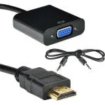 Microware HDMI Male to VGA Female Converter with 3.5mm Audio Cable, Black