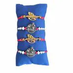 House And Crafts - White Metal Ganesh Krishna Rakhi Roli Chawal Card Joda For Men And Boys (Pack Of 4)