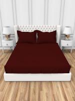 The White Moss Alley Solid 100% Cotton 300 TC Fitted Sheet with 1 Pillow covers- Extra Soft - Easy Care- Hyperallergenic