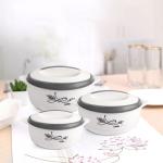 Cello Sapphire Pack of 3 Thermoware Casserole Set_White (500 ml, 1000 ml, 1500 ml)