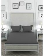 Sleeping Owls Cotton Dark Grey Bedsheet With Pillow Covers, 274 X 274 cm (Set Of 3)