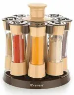 YASH Marketing Round Revolving Spice Rack, spice organiser, kitchen organiser, organiser rack Set 8 Choco