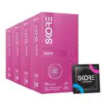 Skore Dotted Condoms with extra lubrication and vanilla scented (Dots) 10N (Pack of 4)
