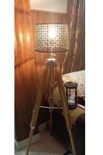 OVERSEAS MART Antique Teak Wood Big Tripod Floor Lamp Stand Light with 14 inches 72 inches