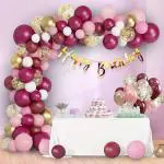 Party Midlinkerz Burgandy Happy Birthday Decoration Kit Item Combo 63 Pcs For Birthday Combo Pack (Set Of 63)