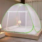 Alciono Mosquito Net for Double Bed King Size Foldable Machardani Polyester 30GSM Net - Green
