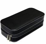 YUXANA 2 Watch Travel Case- Premium Leather Watch Case for Men,Portable Watch Organizer For Storage & Display.Travel Watch Case with Stylish & Perfect Texture,Handcrafted by Craftsmen, Black