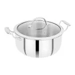 BERGNER Hitech Triply Stainless Steel 28 cm Sauce Pan with Glass Lid 5.7 L