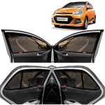 Kingsway Car Magnetic Sun Shades Curtains for Hyundai Grand I10, Model Year : 2013 - 2017, Zips in Front Window, Color : Black, Cotton Mesh, Complete Set of 4 Piece