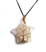 Astroghar Natural Rose Quartz Crystal Star Alloy Pendent For Men And Women