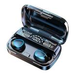 ZOOM TECH Black and Blue M10 TWS Bluetooth Wireless Earphone with Digital Display 3D Touch Bluetooth Headset