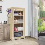 Fabura Single Door Collapsible Wardrobe In 4 Shelfs in Beige color