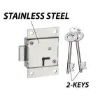 Rawk Stainless Steel Multipurpose Universal Furniture Drawer Cupboard Cabinet Lock with 2 Keys (Silver -Pack of 1)