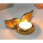 SATYAM KRAFT Angle Wings Design Candle Holder for Pooja, Traditional Events, Candle Light Dinner and Home Decor Item (10 x 6 x 4 cm) (Gold)