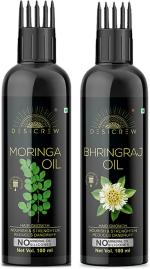 Desi Crew Moringa and Bhringraj Oil Cold Pressed for Skin, Body and Hair Care 100 ml Each