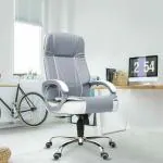 Roar Wood High Back Grey & White Combination Leatherette Office Executive Revolving Chair