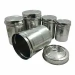 Mili Mercury Stainless Steel Kitchen storage container l Ubha Steel Dabba l deep dabba l Canister - SR Jumbo (650 ml-2150 ml,Rainbow finish, 5 Piece, 26 Guage)