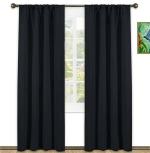Parda Online Black 3 Layer Blackout Solid Rod Pocket Plain Window Curtain 5ft, (Pack of 4)