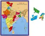 Childgossip New India Map Puzzle with State Name Made By Wooden Board (Multicolor)