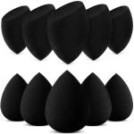 Doucce 10 Pcs Makeup Sponge Blender Set Beauty Cosmetic Foundation Blending, Flawless for Liquid Cream and Powder, Multi-Purpose Cosmetic Applicator Puff (Black)