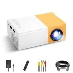YOTON UC 500 Projector, 400LM Portable Mini Home Theater LED Projector with Remote Controller, 3500 lm LED Corded Projector UC500 Support HDMI, AV, SD, USB Interfaces (Yellow)