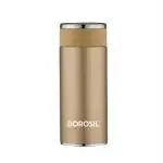 Borosil Hydra Travelsmart Gold 260 ml Stainless Steel Double Wall Vacuum Insulated Travel Mug | 8 Hours Hot & 10 Hours Cold