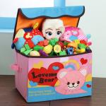 Pokory Toy Box Storage Box Pink Colour Foldable with Lid for Storage of Toys basket Useful as Toy Organizer mountable Racks Surface Multipurpose Basket for kids Wardrobe cabinet Wood with cloth covers