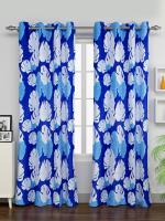 Rubix Home Blue Polyester 2 Door Curtains (7 ft X 4 ft)