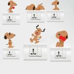 Lanstick Vinyl Multicolor Cute Dog Switchboard Self Adhesive Wall Sticker- 24 inch