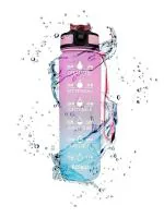 VINCITORE Unbreakable Silicone Water Bottle 1 Litre with Motivational Time Marker,Sipper Bottle with straw,Water bottle for Gym&Office Leak proof Durable BPA Free Non-Toxic Bottle