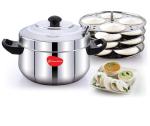 Stainless Steel Curve Idli Cooker, Idly Maker Set with 4 Plates, 16 idlies