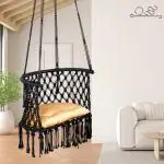 Patiofy Medium C Shape Swing Chair with Golden Cushion, Jhula for Kids & Adults