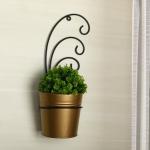 Homspurts Bucket Metal Wall Planters Pot for Indoor Plants with Holder (Galvanized Iron) - Wall Mount Planters with Stand, Balcony Decoration