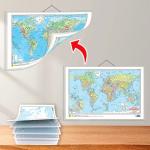 GO WOO SMALL - 100 ASIA POLITICAL OUTLINE MAP FOR SCHOOL and 2 IN 1 WORLD POLITICAL AND PHYSICAL MAP IN HINDI | Set of 1 map and 1 chart | Educational Combo Small Asia & Hindi World Maps chart